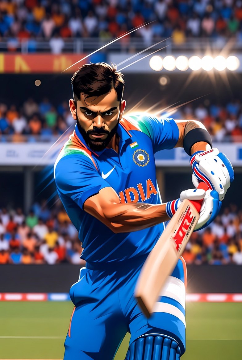 Virat Kohli Nano Tarzı Kriket Çizgi Filmi