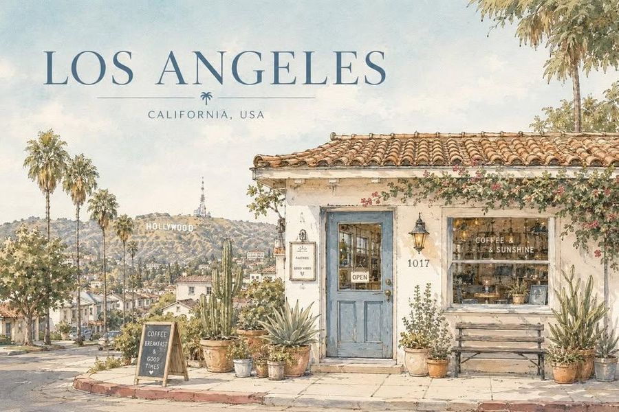 Affiche de voyage aquarelle d'une ville