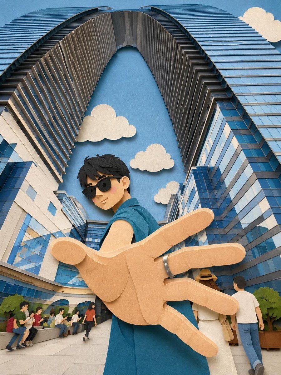 Illustration de voyage fantaisiste en papier découpé