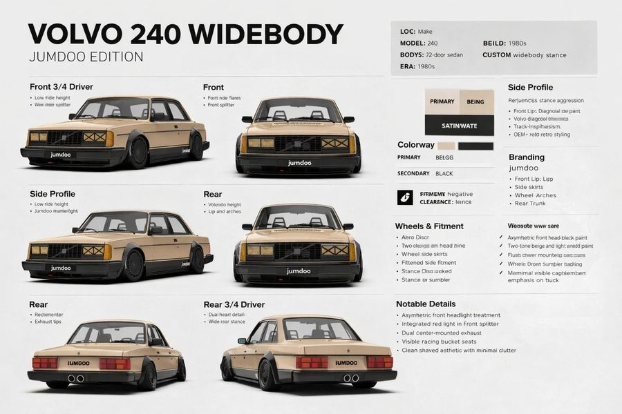 Tableau de spécifications pour Volvo 240 Widebody
