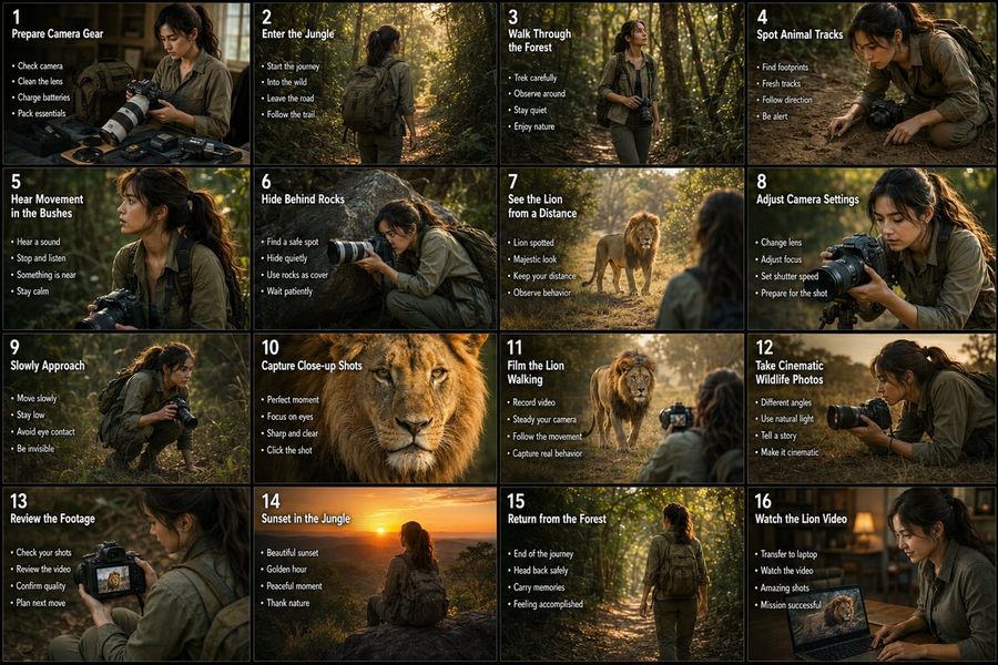 Storyboard de Aventura de um Fotógrafo de Vida Selvagem