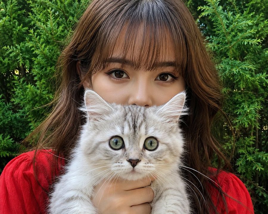 Close-up de mulher com gatinho