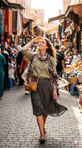 Portrait lifestyle dans un souk marocain