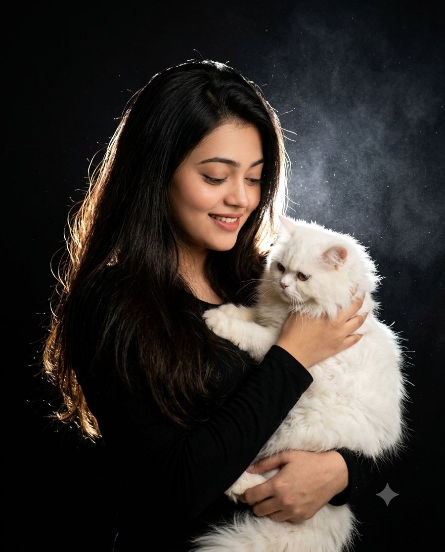 Retrato Cinematográfico de Mulher e Gato