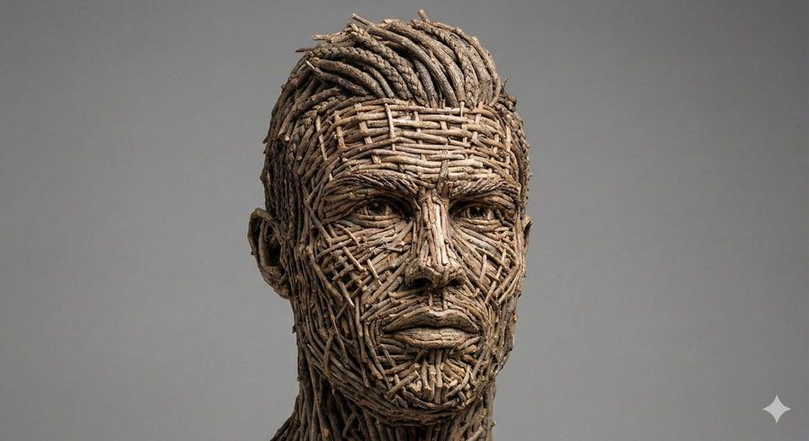 Woven Wooden Twig Portrait with Identity Lock