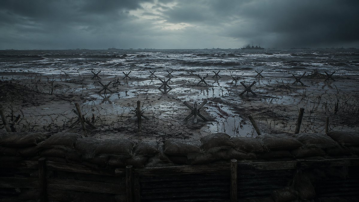 Stormy WWII Beach Defenses