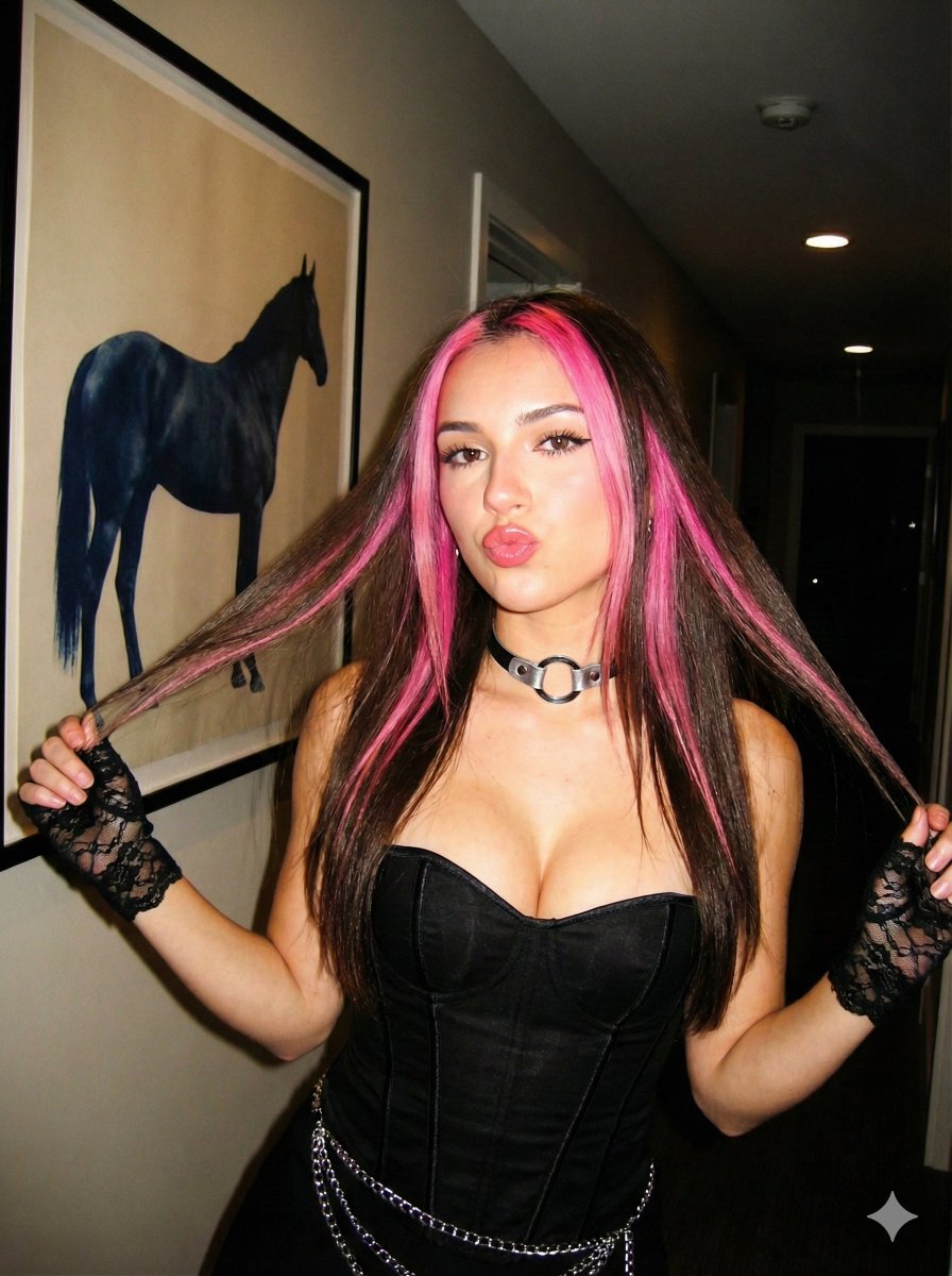 Y2K Flash Portrait with Pink Highlights Prompt