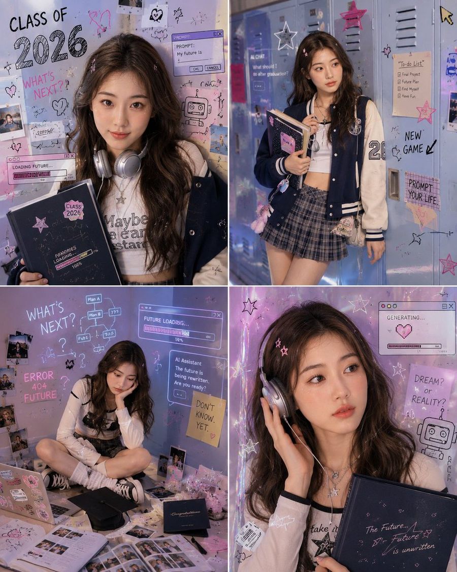 Y2K Aesthetic Campus Graduation Photoshoot