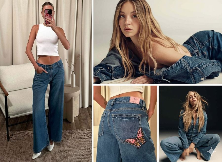 Y2K Grunge Denim Fashion Collage