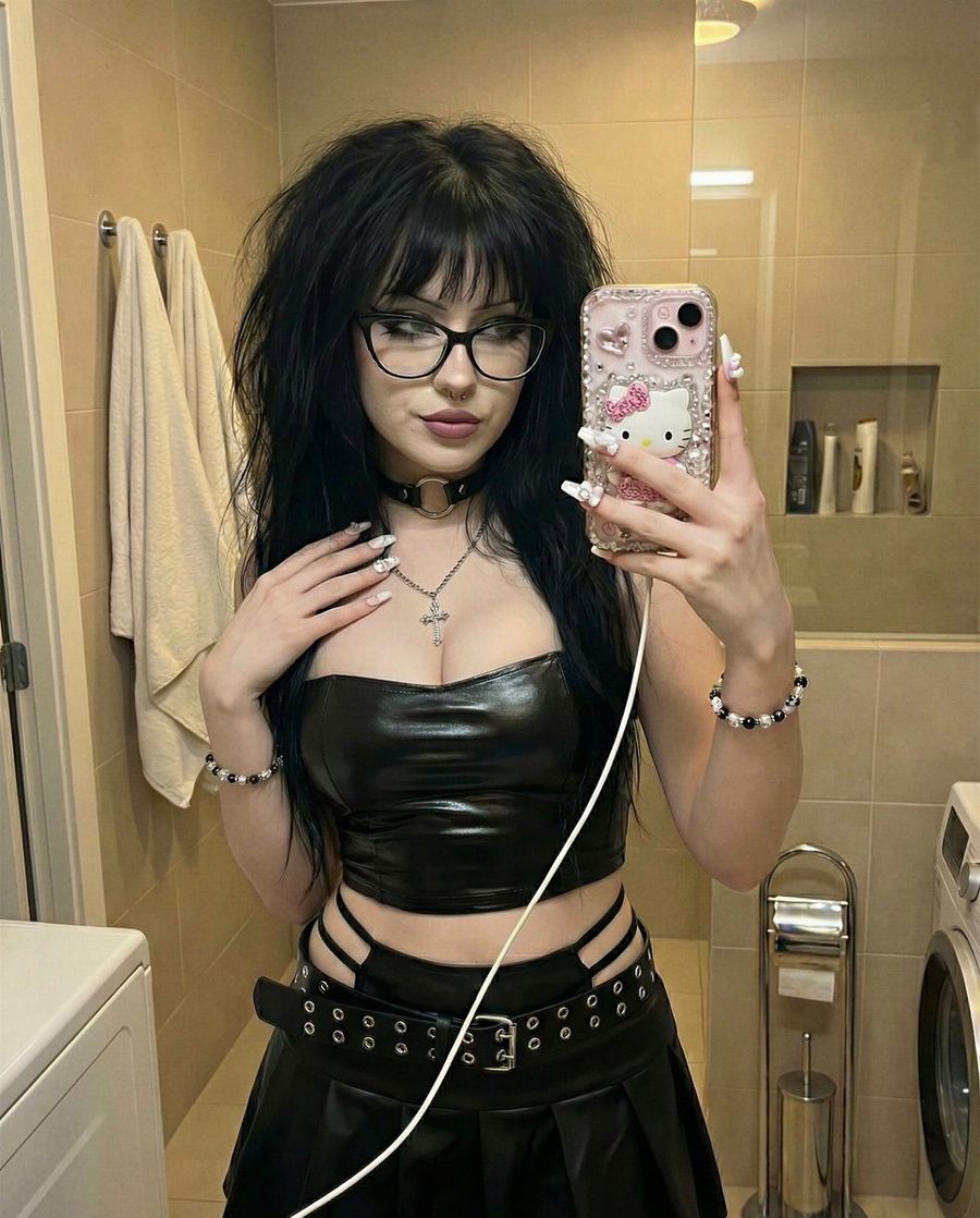 Y2K Grunge Mirror Selfie in Bathroom