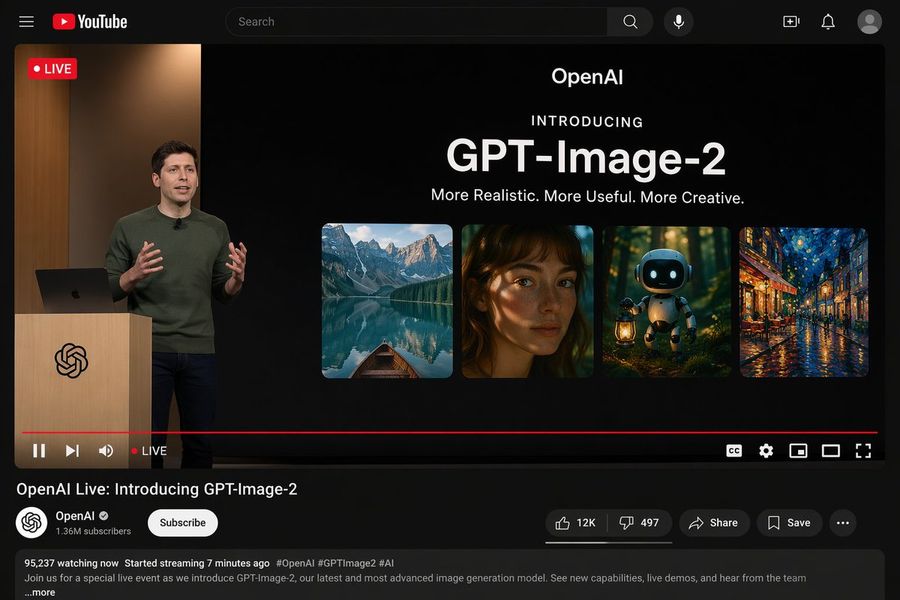 YouTube Live Presentation UI Mockup