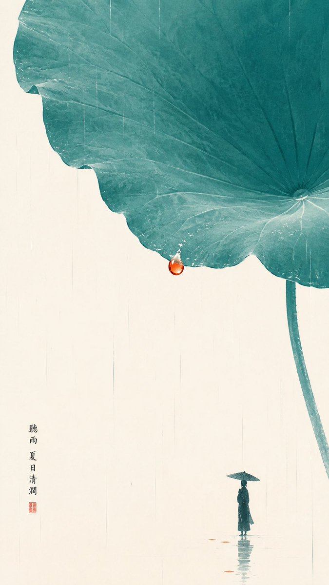 Oriental Zen Minimalist Lotus Illustration